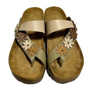 A. Giannetti Women's Floral Slip On Sandals Size 9 Made In Italy Leather Boho